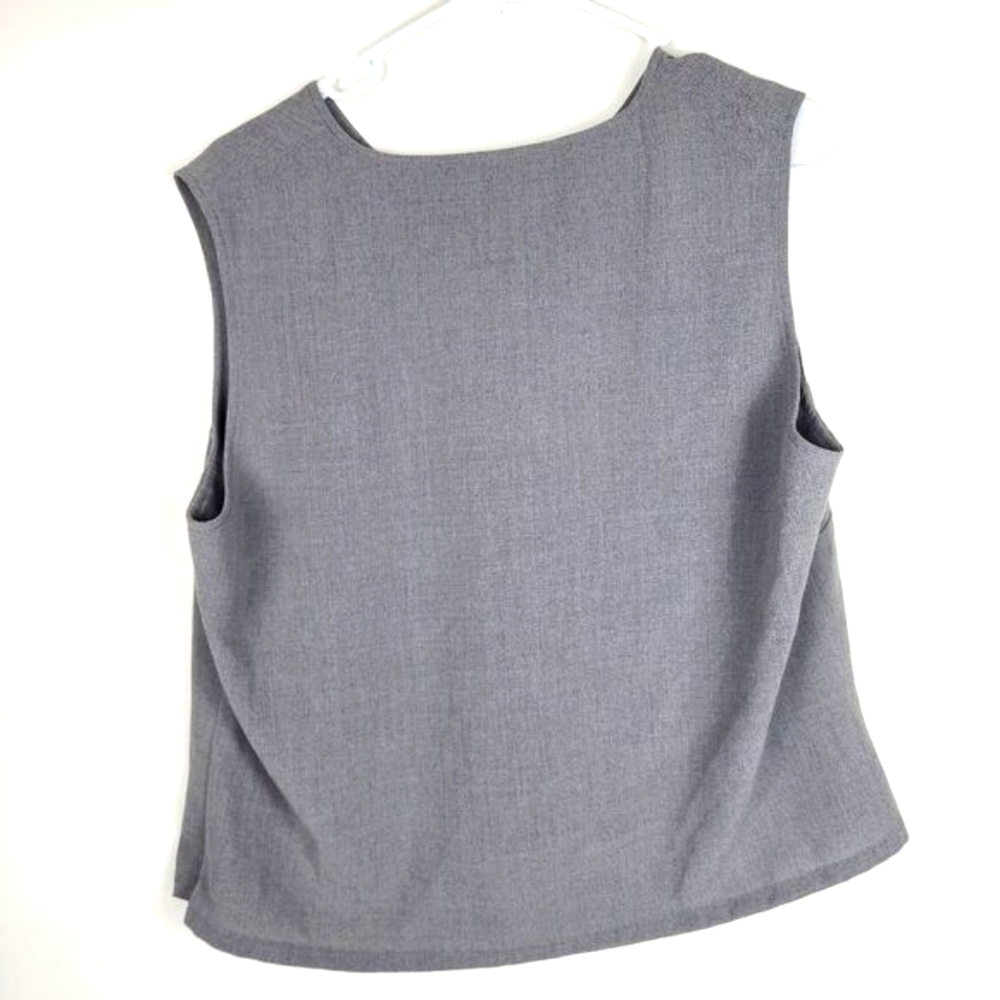 HALSTON WOMENS 16 SLEEVELESS BLOUSE TOP OVERCOAT JACKET OPEN FRONT TWO PIECE SET - Picture 6 of 6